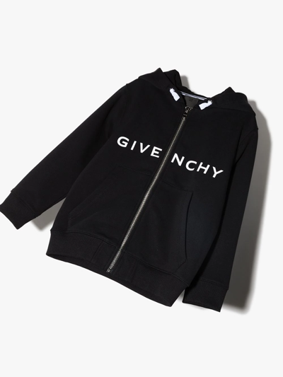 Shop Givenchy Logo-print Zip-up Hoodie In Black