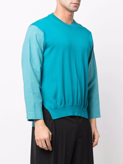 Pre-owned Issey Miyake 2000s Colour-block Panelled Jumper In Blue