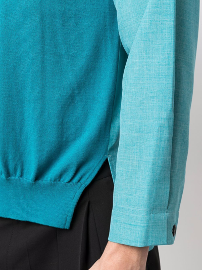 Pre-owned Issey Miyake 2000s Colour-block Panelled Jumper In Blue