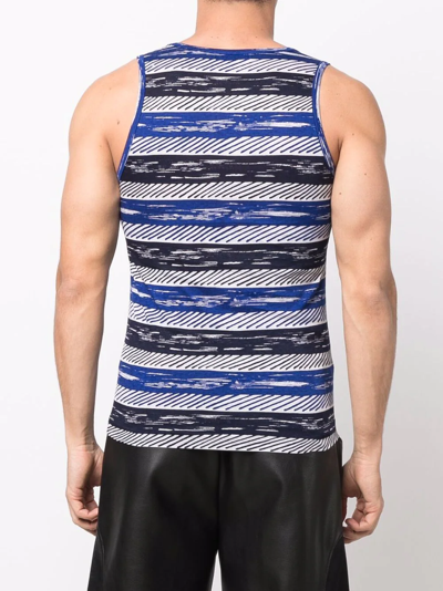 Pre-owned Issey Miyake 1980s Striped Tank Top In Blue