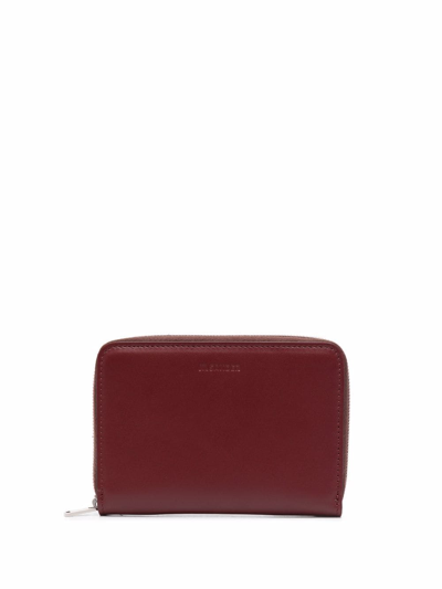 Shop Jil Sander Zip-around Leather Wallet In Red