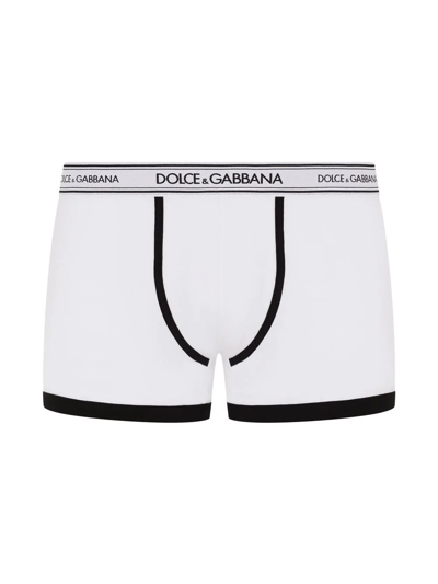 Shop Dolce & Gabbana Set Of Two Logo-tape Cotton Boxers In White