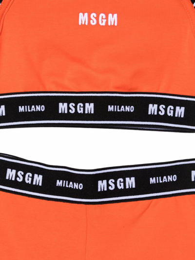 Shop Msgm Logo-trim Sports Two-piece In Orange