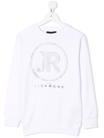 Shop John Richmond Junior Logo Crew-neck Sweatshirt In White