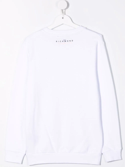 Shop John Richmond Junior Teen Logo Print Sweatshirt In White