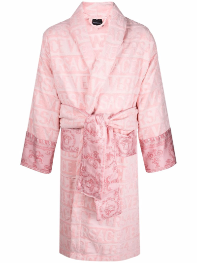 Shop Versace I Love Baroque Bathrobe In Pink