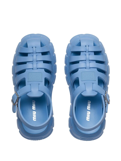 Shop Miu Miu Eva Platform Sandals In Blue