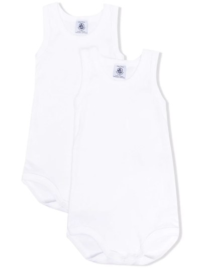 Shop Petit Bateau Set Of Two Organic Cotton Vests In White