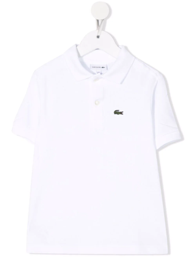 Shop Lacoste Logo-embroidered Short-sleeved Polo Shirt In Bianco