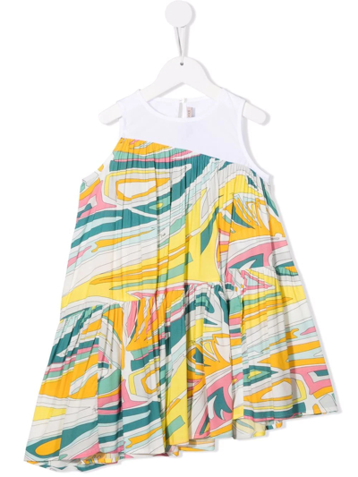 Shop Emilio Pucci Junior Lance-print Asymmetric Dress In White