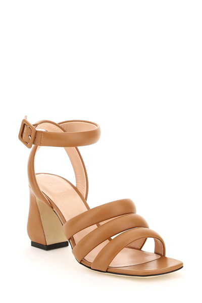 Shop Si Rossi Leather Sandals With Sculpture Heel In Brown