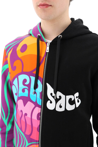 Shop Versace Medusa Music Full Zip Hoodie In Black,purple