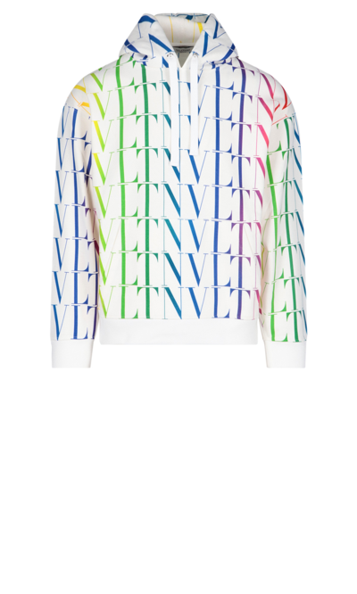 Shop Valentino Multicoloured All-over Logo Hoodie