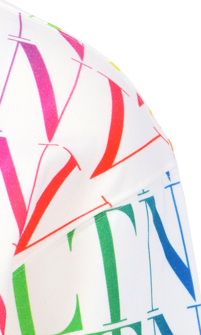 Shop Valentino Multicoloured All-over Logo Hoodie