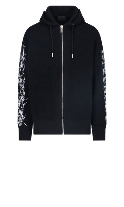 Shop Givenchy "barbed Wire" Zipped Hoodie
