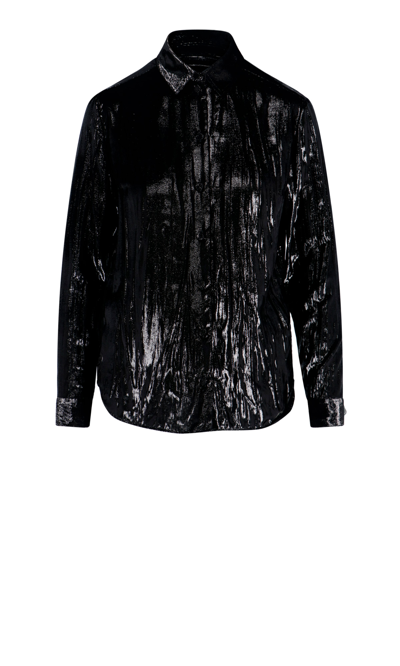 Shop Gucci Shiny Velvet Shirt