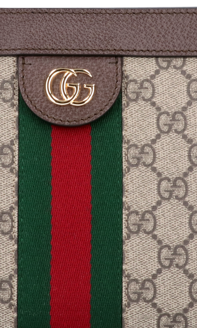 Shop Gucci 'ophidia' Shoulder Bag In Neutrals