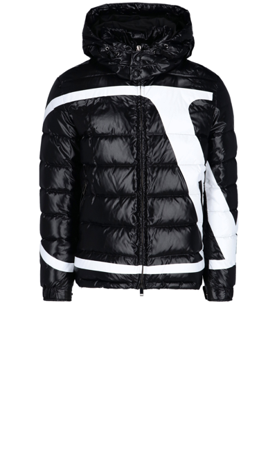 Valentino Nylon Puffer Jacket Vlogo Signature Print In Black/white | ModeSens