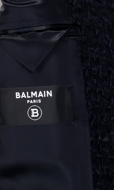 Shop Balmain Fringed Double-breasted Blazer