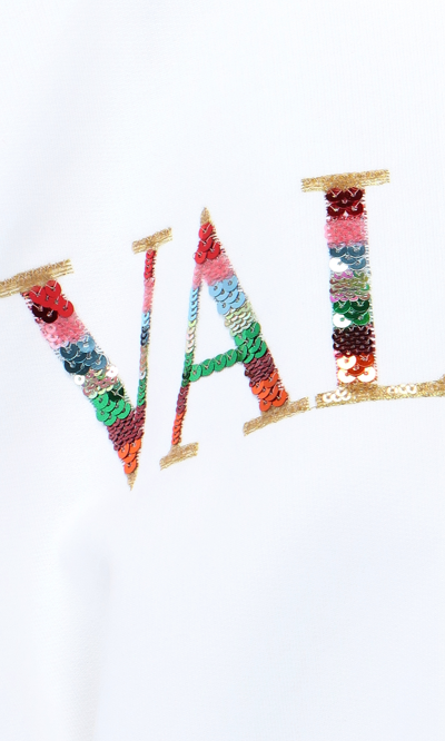 Shop Valentino Sweatshirt Crop Embroidery Logo Paillettes