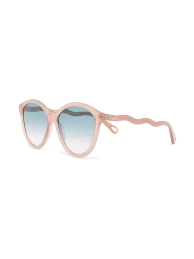 Shop Chloé Zelie Cat-eye Sunglasses In Nude