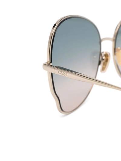 Shop Chloé Cat-eye Gradient-lense Sunglasses In Gold