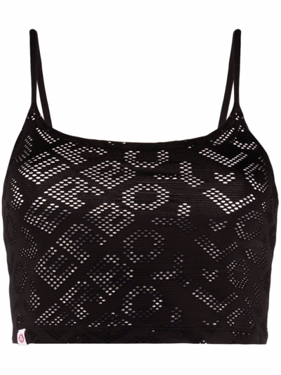 Shop Charles Jeffrey Loverboy Perforated Logo Cropped Top In Schwarz