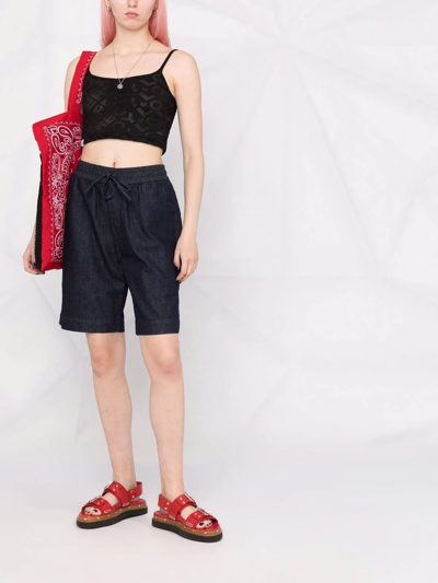Shop Charles Jeffrey Loverboy Perforated Logo Cropped Top In Schwarz