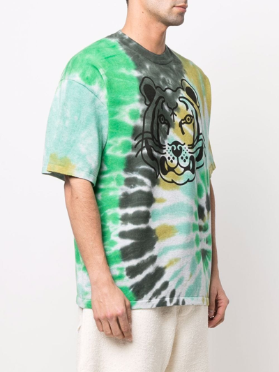 Shop Kenzo Tie-dye Print Cotton T-shirt In Grün