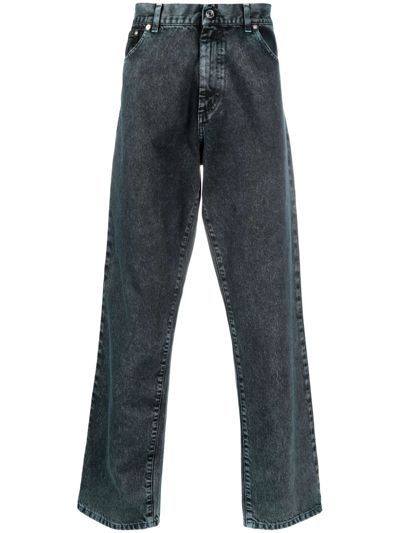 Vtmnts Acid Wash Cotton Denim Straight Jeans In Blau