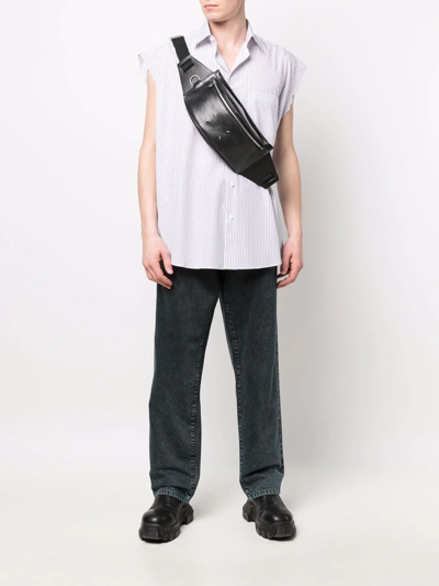 Vtmnts Acid Wash Cotton Denim Straight Jeans In Blau