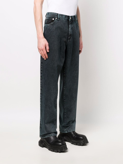 Vtmnts Acid Wash Cotton Denim Straight Jeans In Blau