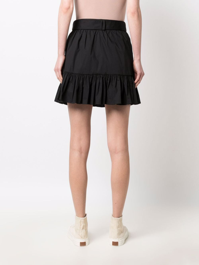 Shop Michael Michael Kors Belted Organic Cotton Mini Skirt In Black