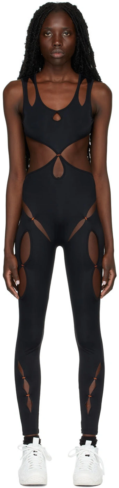 Rui Ssense Exclusive Black Cut-out Sport Jumpsuit In Black