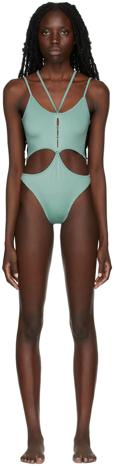 Shop Rui Ssense Exclusive Green One-piece Swimsuit In Teal
