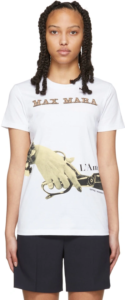Shop Max Mara White Veggia Scissors T-shirt In 016 Lemon
