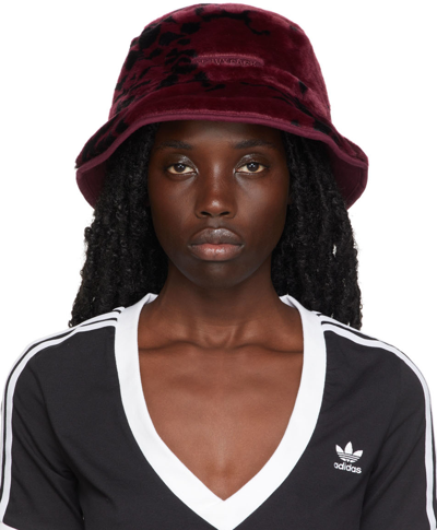 Shop Adidas X Ivy Park Reversible Burgundy Faux-fur Bucket Hat In Cherry Wood