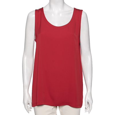 Pre-owned Dolce & Gabbana Red Silk Sleeveless Top M
