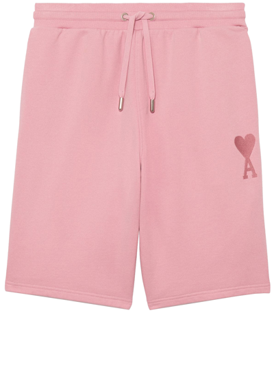 Shop Ami Alexandre Mattiussi Ami De Coeur Track Shorts In Pink