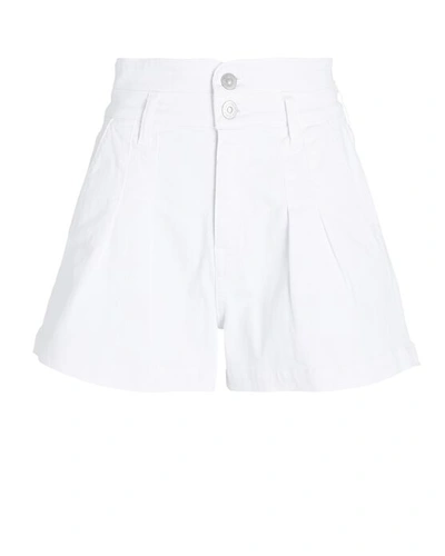 Shop Veronica Beard Jaylen Pleated Denim Shorts In White