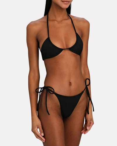 Shop Aexae Tyra Side Tie Bikini Bottoms In Black