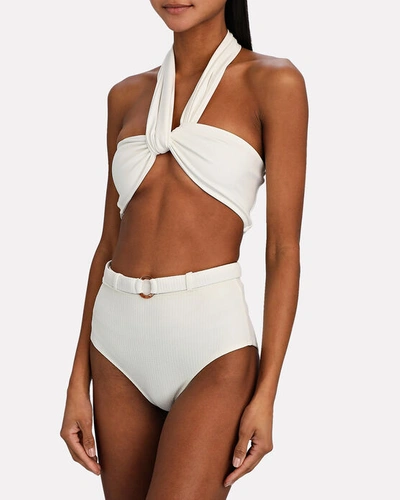 Shop Aexae Wrap Tie Halter Bikini Top In Ivory