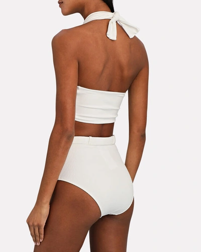 Shop Aexae Wrap Tie Halter Bikini Top In Ivory