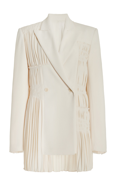 Shop Jonathan Simkhai Women's Lizzie Sartorial Pleated Crepe Blazer In White