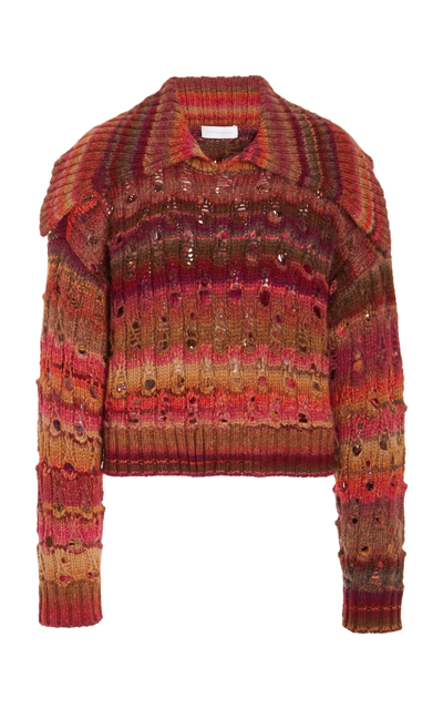 Simkhai Jenna Lofty Space Dye Cropped Pullover In Punch Multi