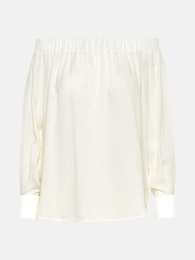 Shop Max Mara White Silk Pattino Shirt