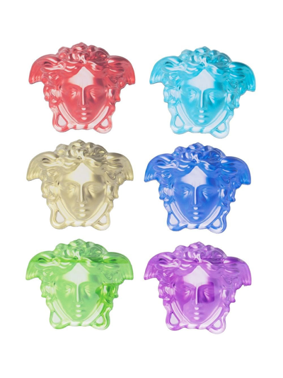 Shop Versace Set Of 6 Medusa Coasters In Multicolour