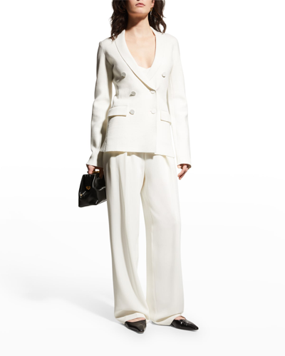 Shop Altuzarra Indi Double-breasted Knit Blazer Jacket In Natural White