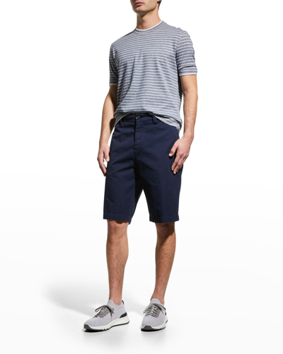 Shop Brunello Cucinelli Men's Loose Fit Cotton Shorts In C2515 Blue