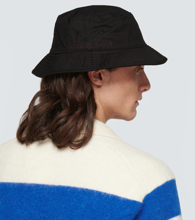 Shop Acne Studios Cotton Bucket Hat In Black
